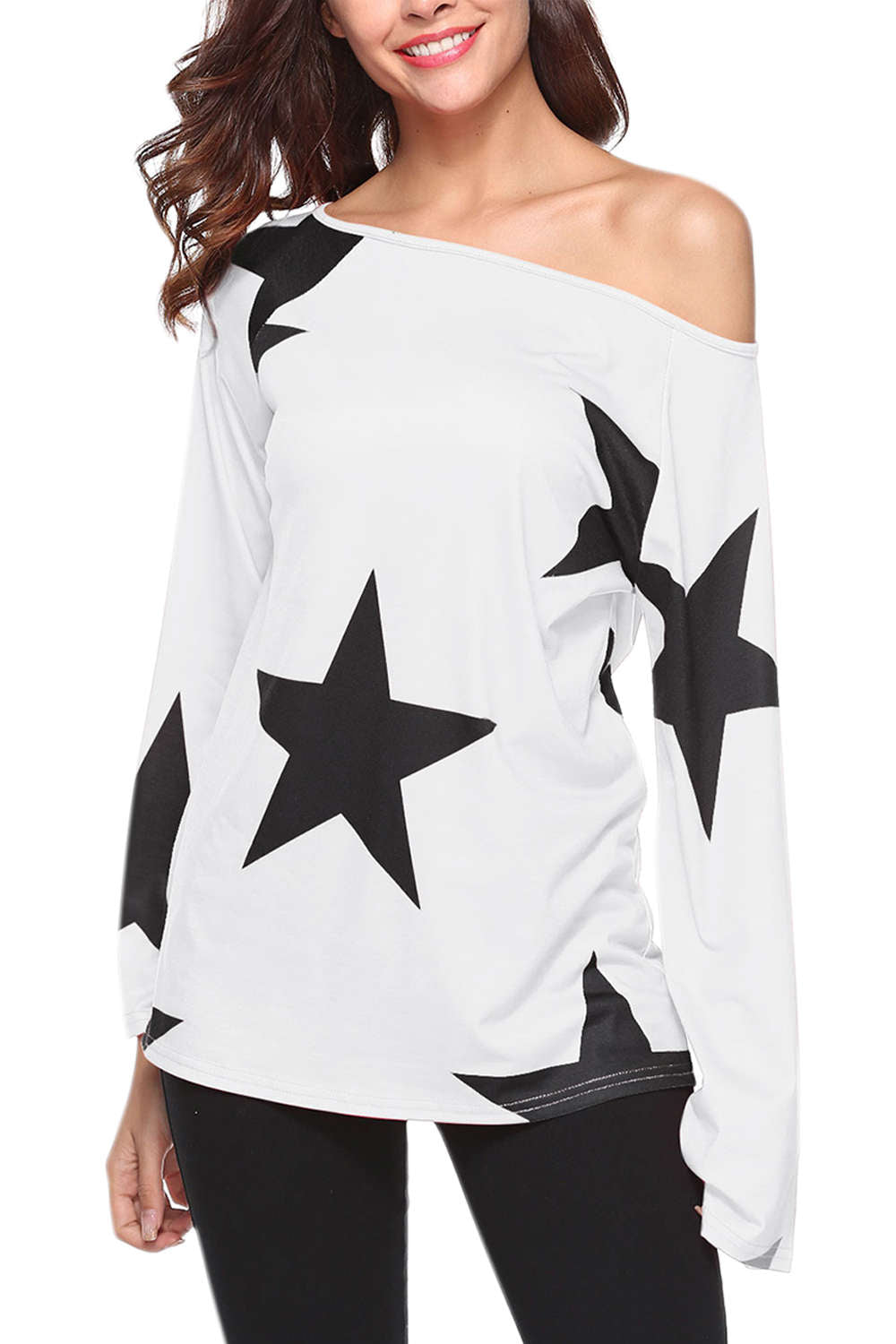 Iyasson Star Print One shoulder Top