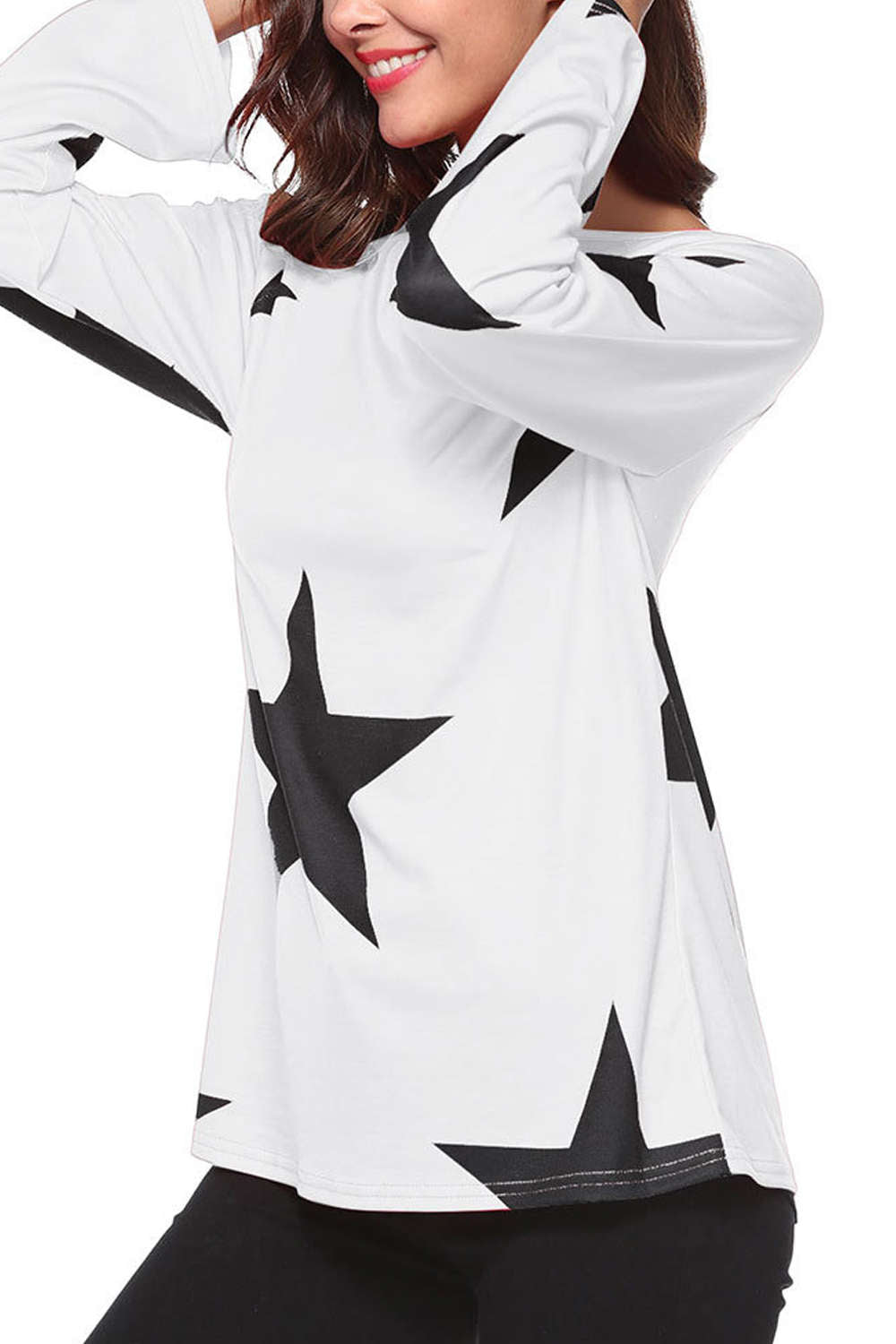 Iyasson Star Print One shoulder Top