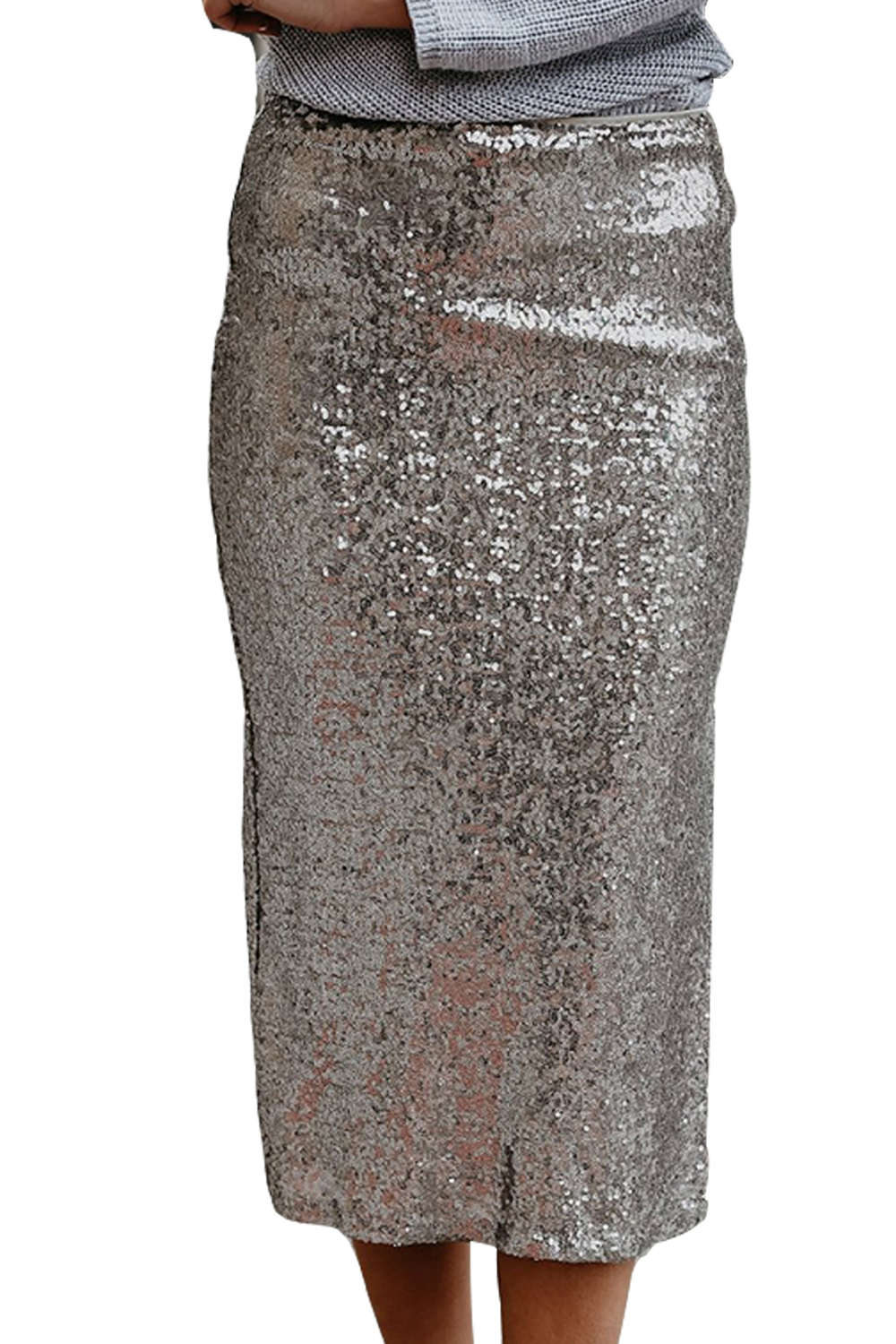 Iyasson Side-Slit Sequined Skirt