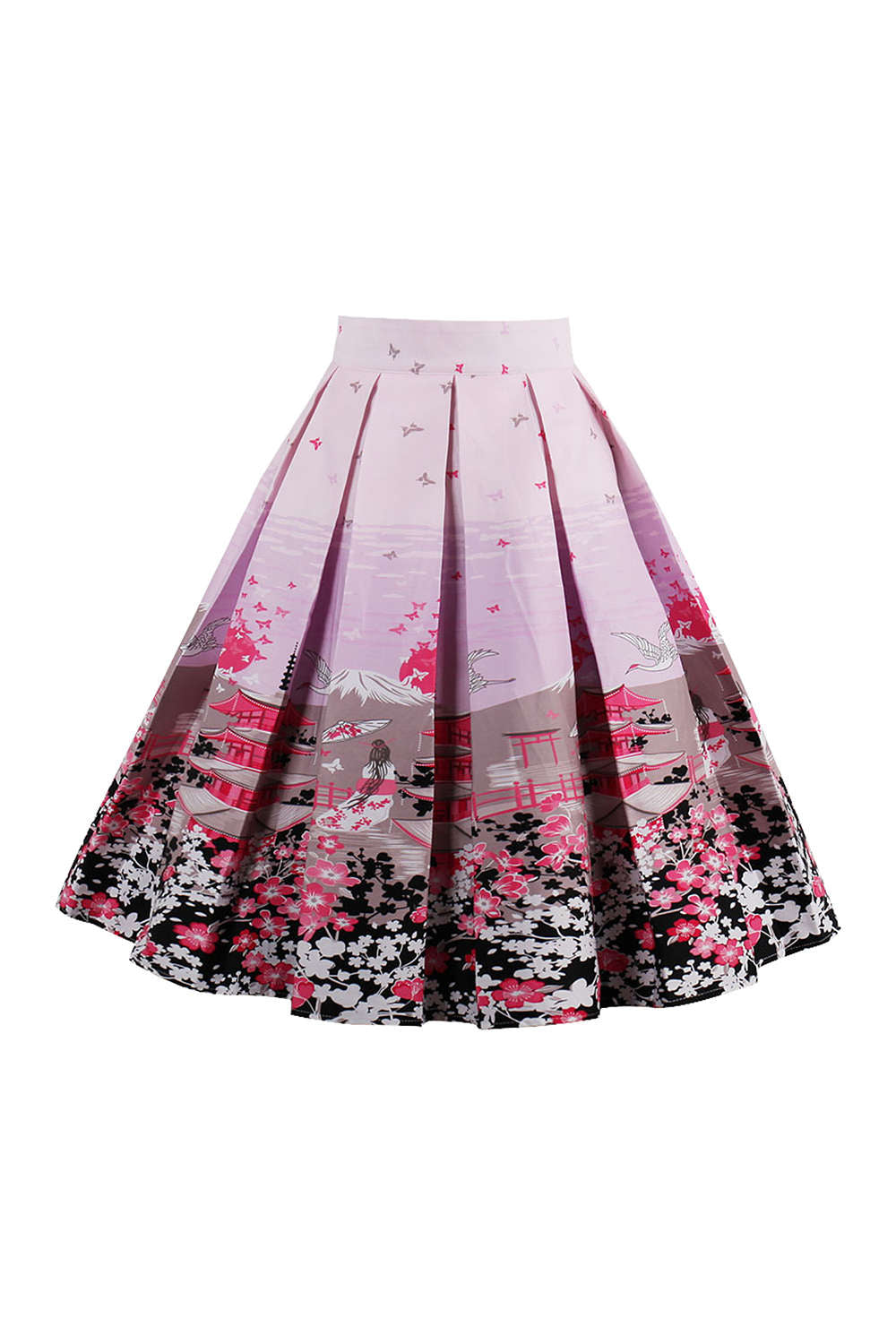 Iyasson Print Pleated Midi Skirt