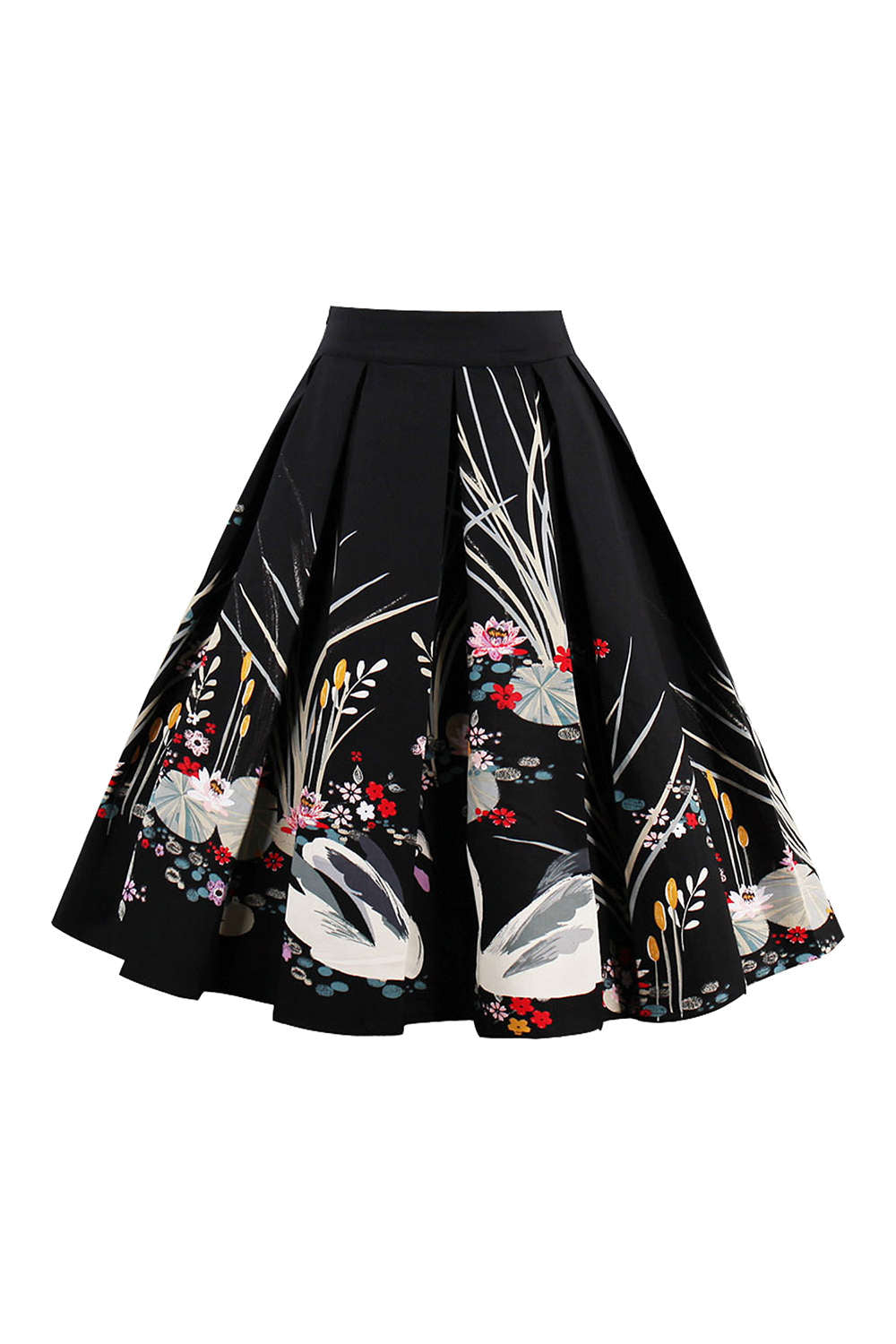 Iyasson Print Pleated Midi Skirt