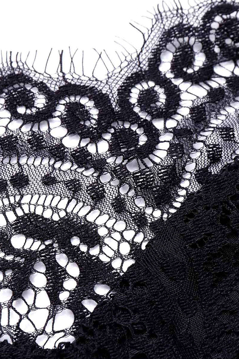 Iyasson Off Shoulder Eyelash Lace Crochet Slinky Bodysuit