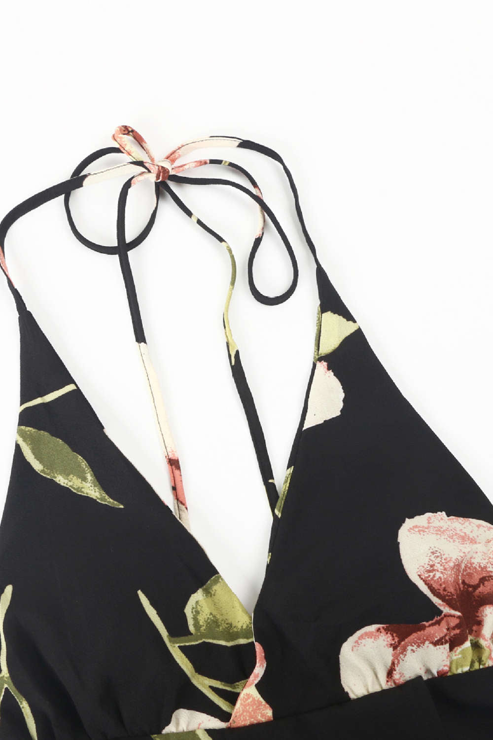 Iyasson Floral V Neck Backless Maxi Dress