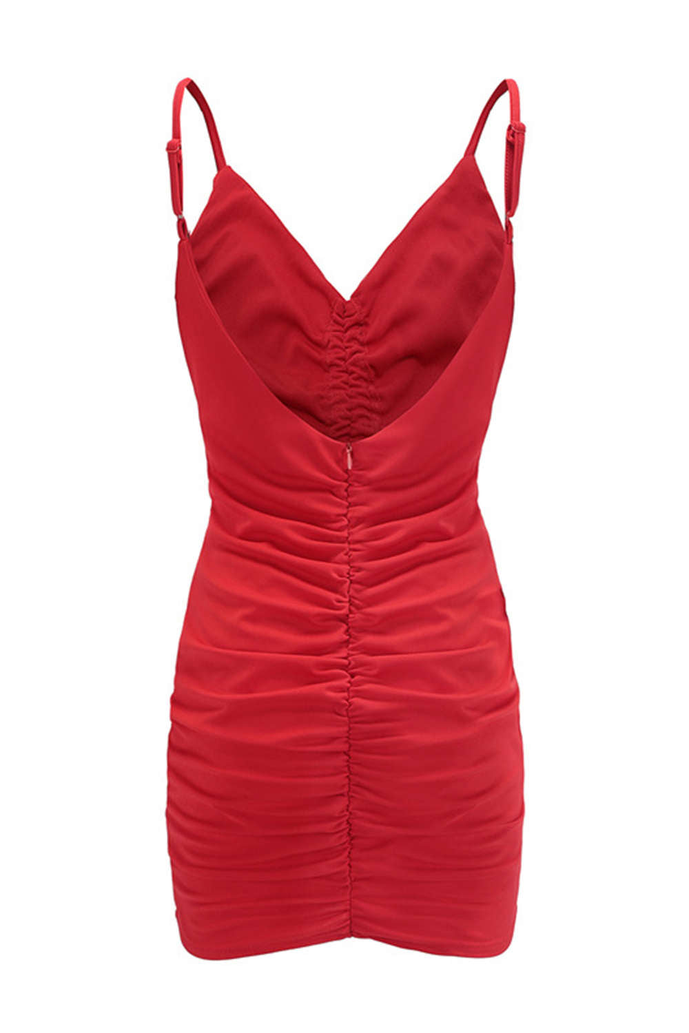 Iyasson Sling V-Neck Ruched Bodycon Mini Dress