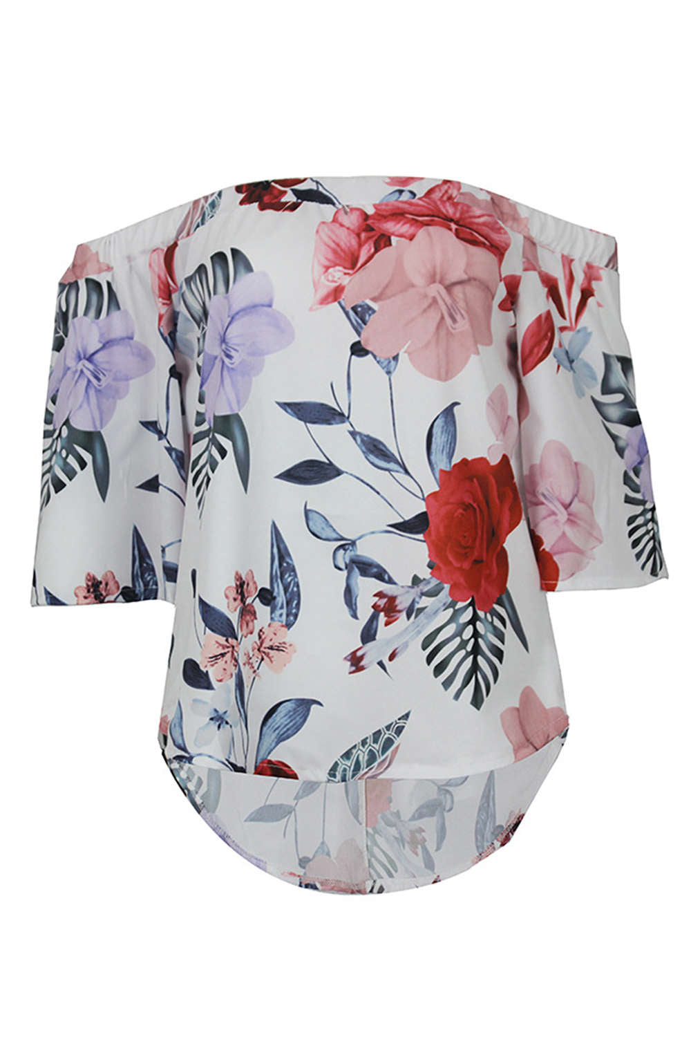 Iyasson Off Shoulder Short Sleeve Cotton Floral Top