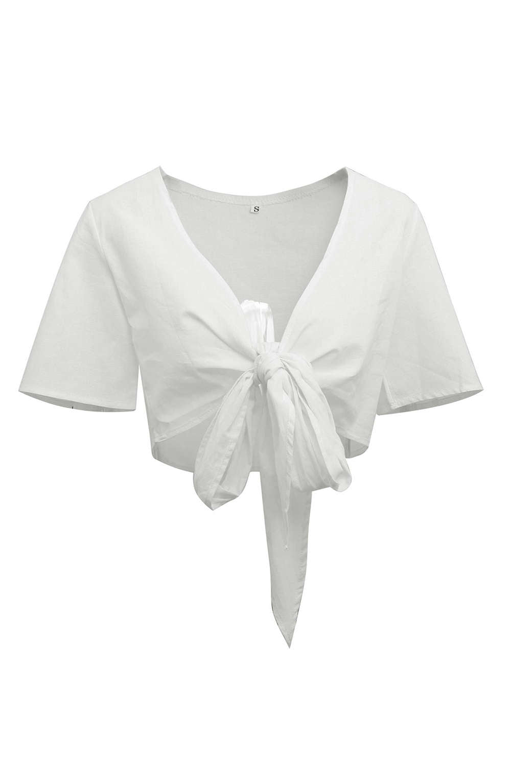 Iyasson Women Front Wrap Short Sleeve Crop Top