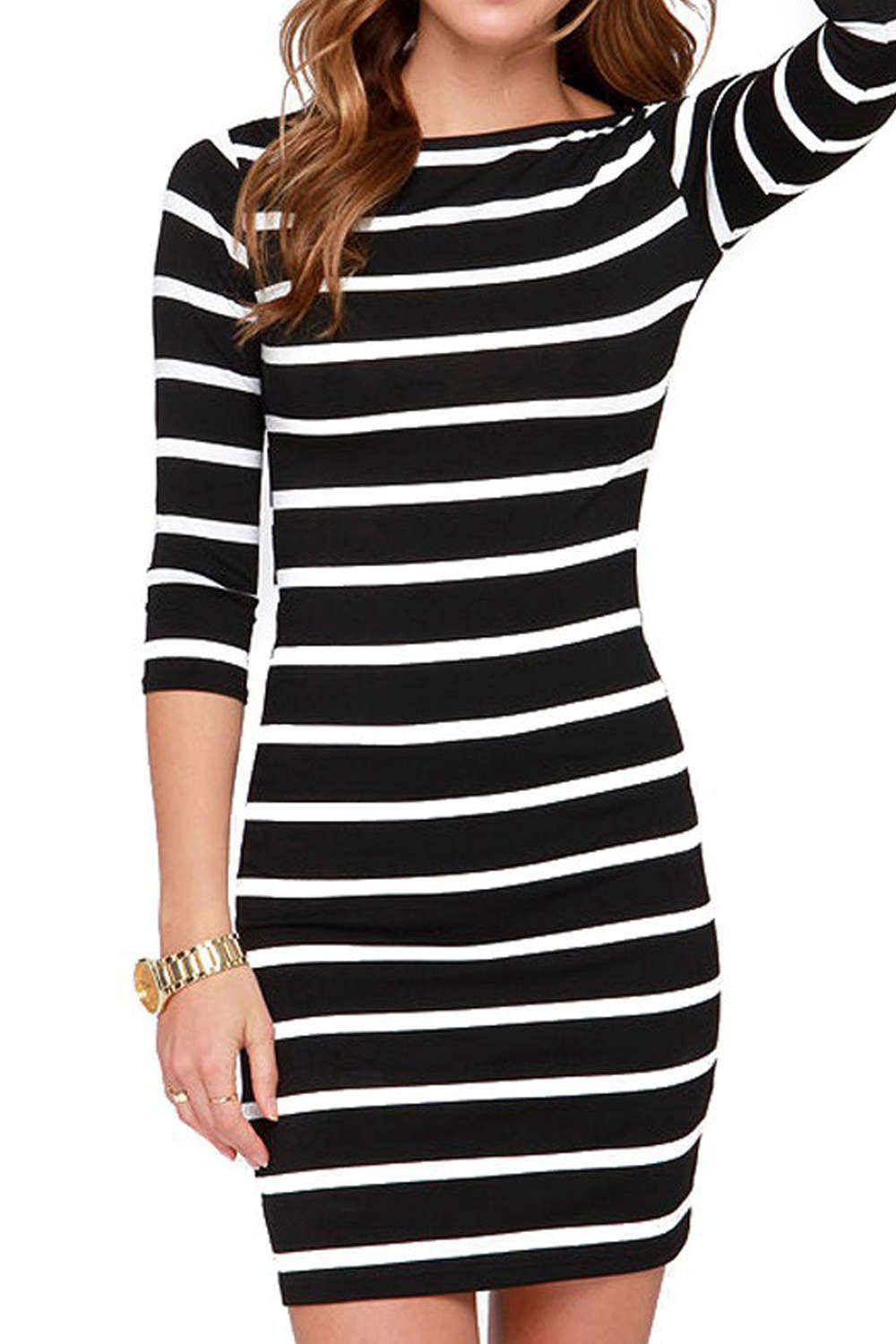 Iyasson Women's Striped Bodycon Dress