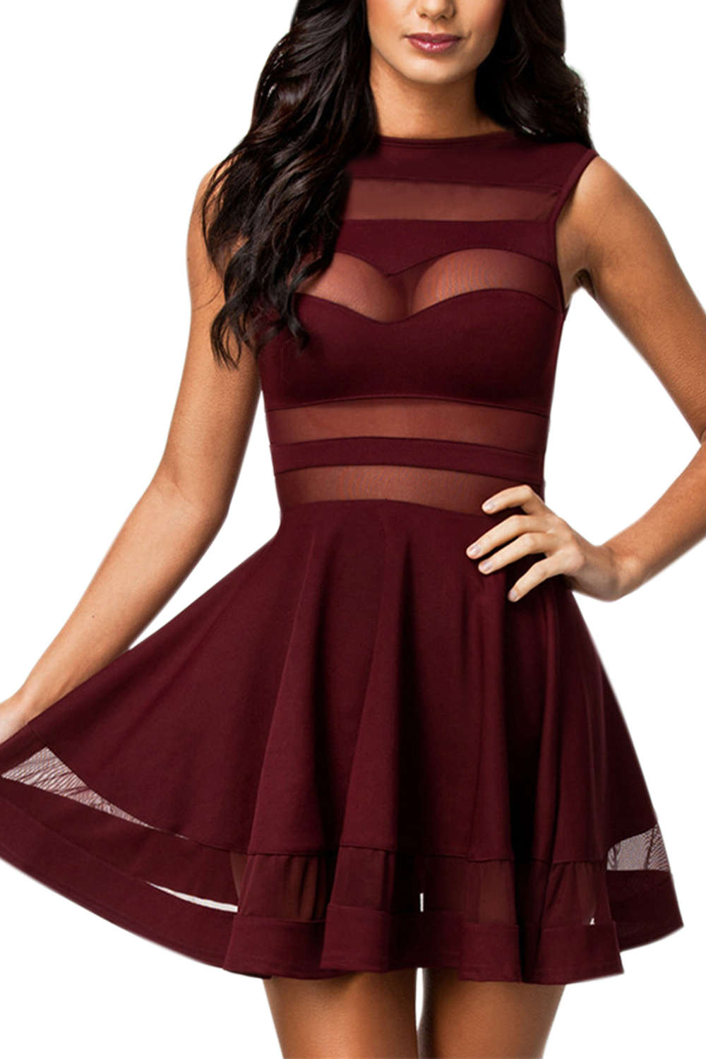 Iyasson Sex See Through Sleeveless Mini Dress
