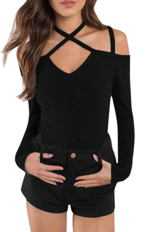 Iyasson Women Front Cross Long Sleeve T Shirt