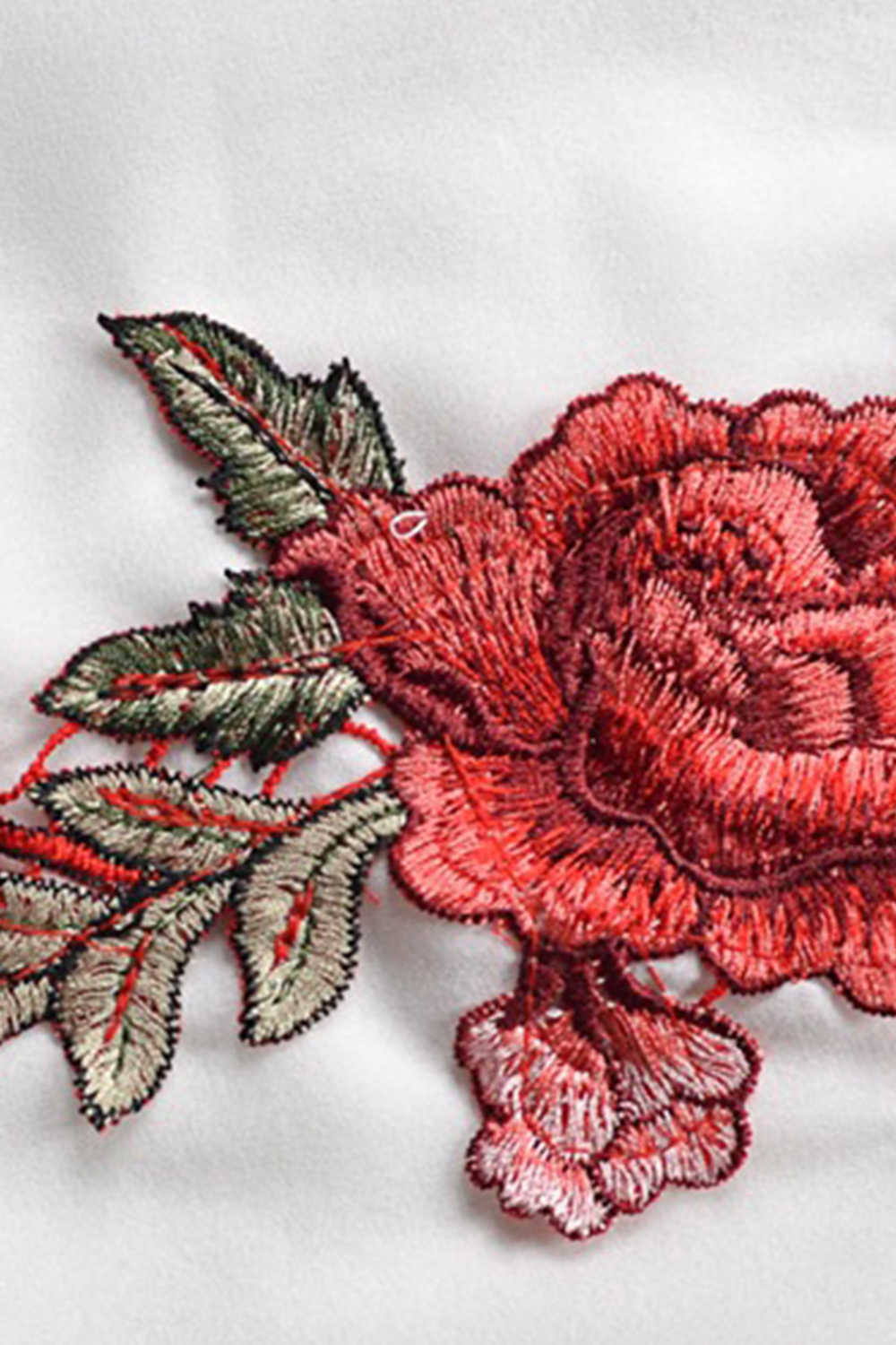 Iyasson Women V-neck Sleeveless Rose Embroidery Rompers