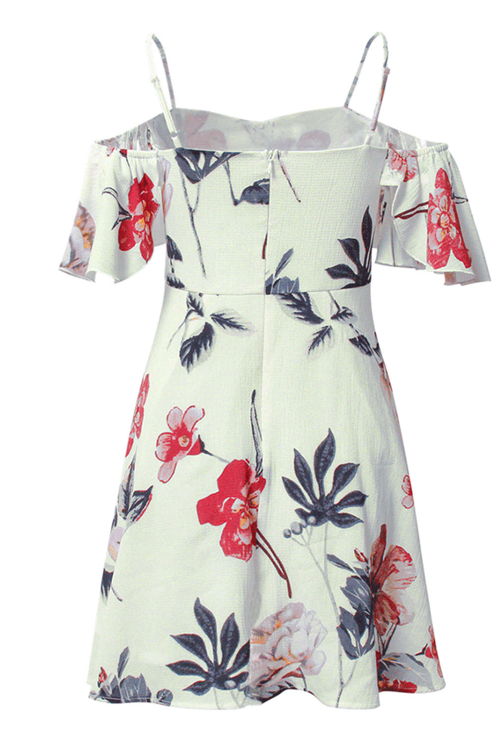 Iyasson Women Ruffle Floral Print Off- shoulder Holiday Beach Dress