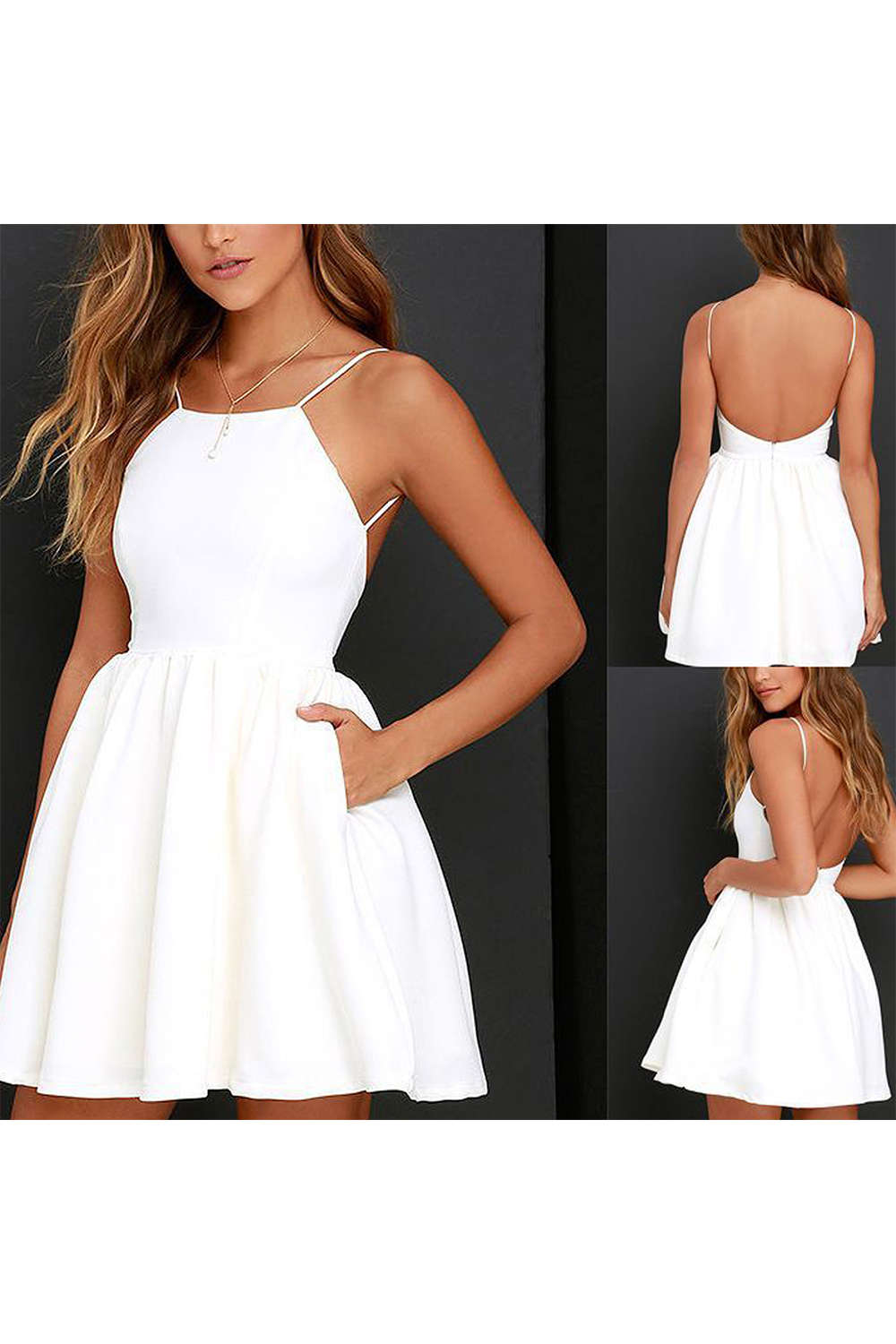 Iyasson Women Sexy Floral Sleeveless A-Line Mini Dress