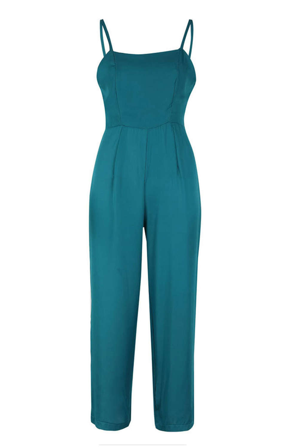 Iyasson Solid Sleeveless Backless Wide Leg Sexy Jumpsuits