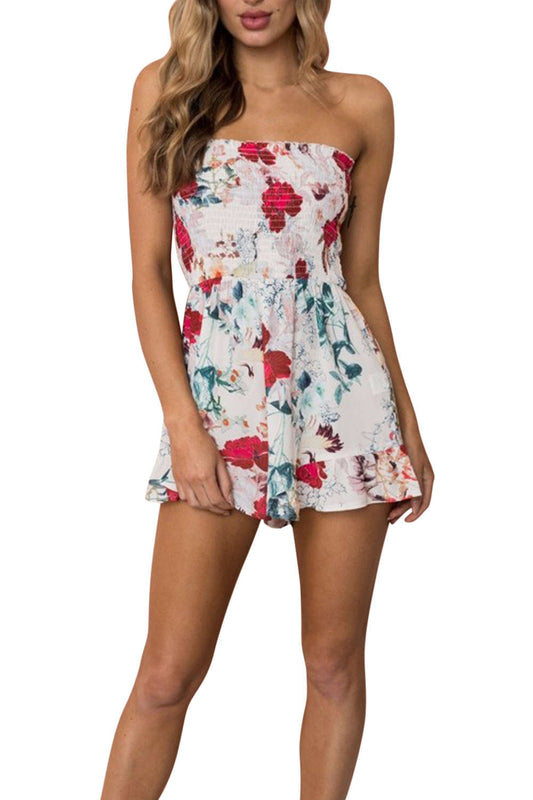 Iyasson Women Sleeveless Off Shoulder Floral Short Rompers