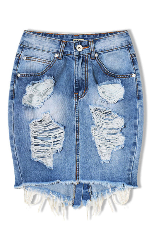 Iyasson High Waist Mini Denim Skirt