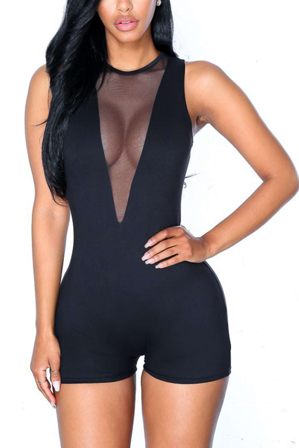 Iyasson Women Sexy V Neck See Through Romper