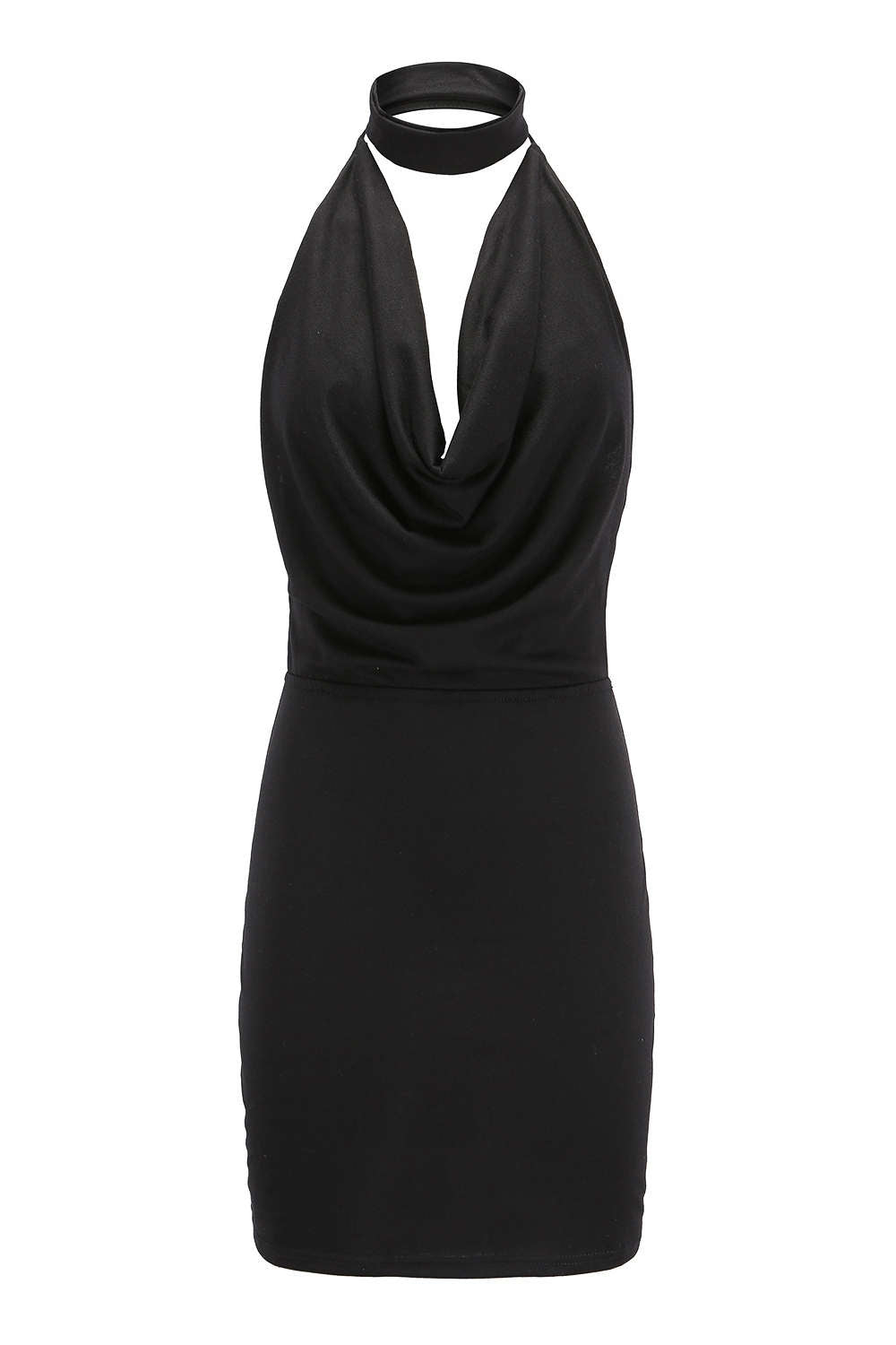 Iyasson Halterneck V-neck Open Back Sexy Club Dress