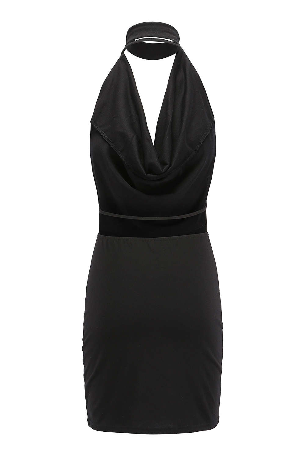 Iyasson Halterneck V-neck Open Back Sexy Club Dress