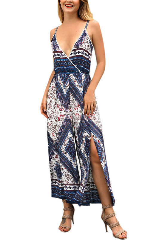 Iyasson Bohemian Floral Maxi Jumpsuit