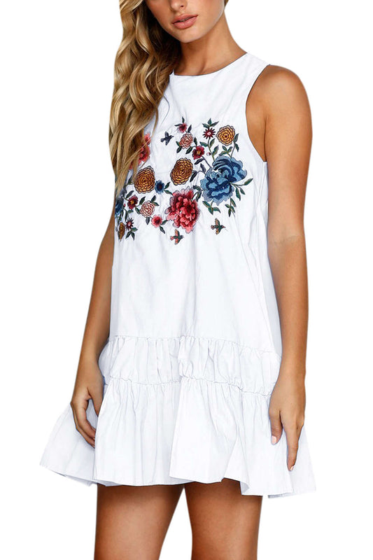 Iyasson Peplum Hem Sleeveless Floral Dress
