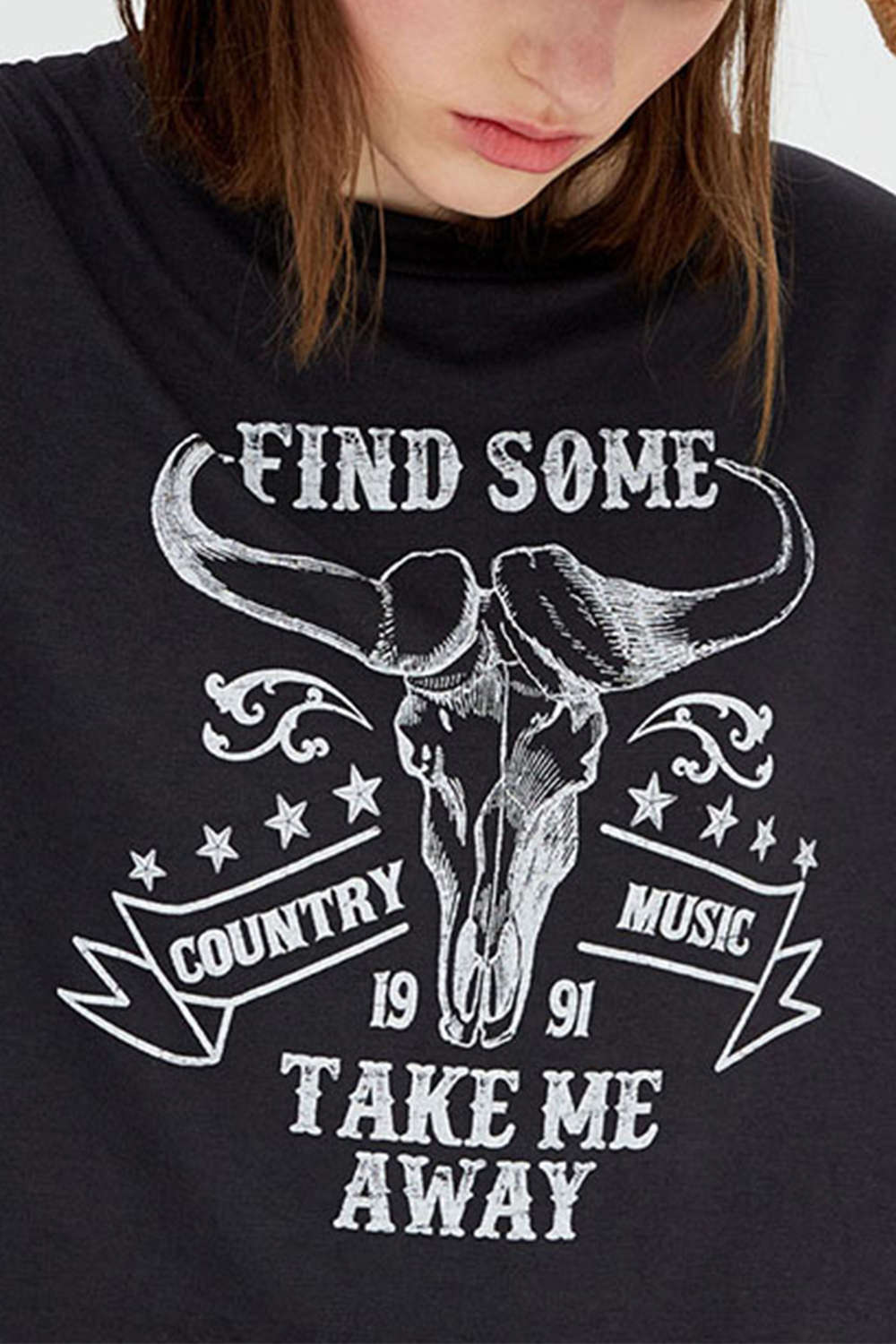Iyasson Ladies Texas Bull Printing T-shirt