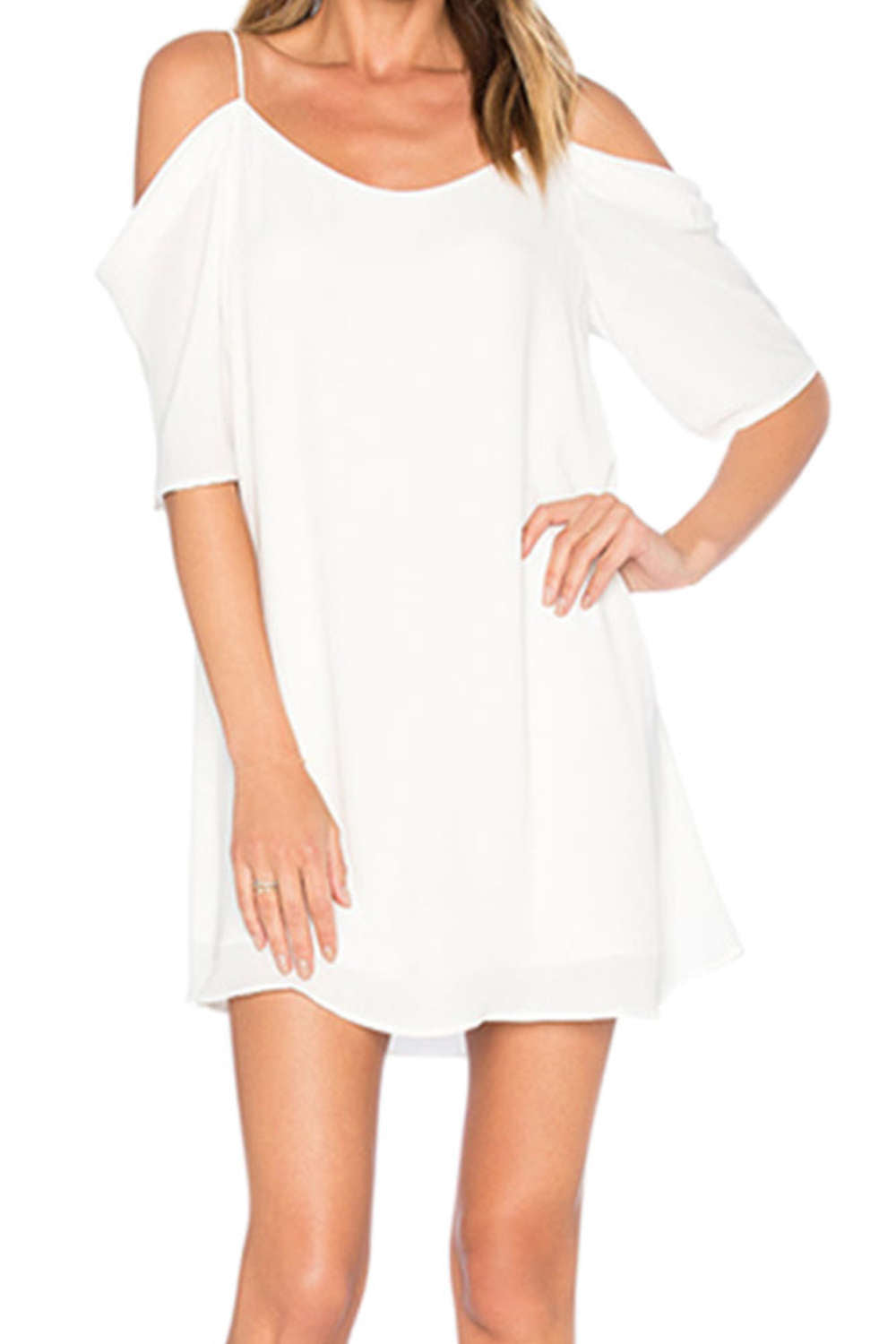 Iyasson Cold Shoulder A-Line Mini Dress
