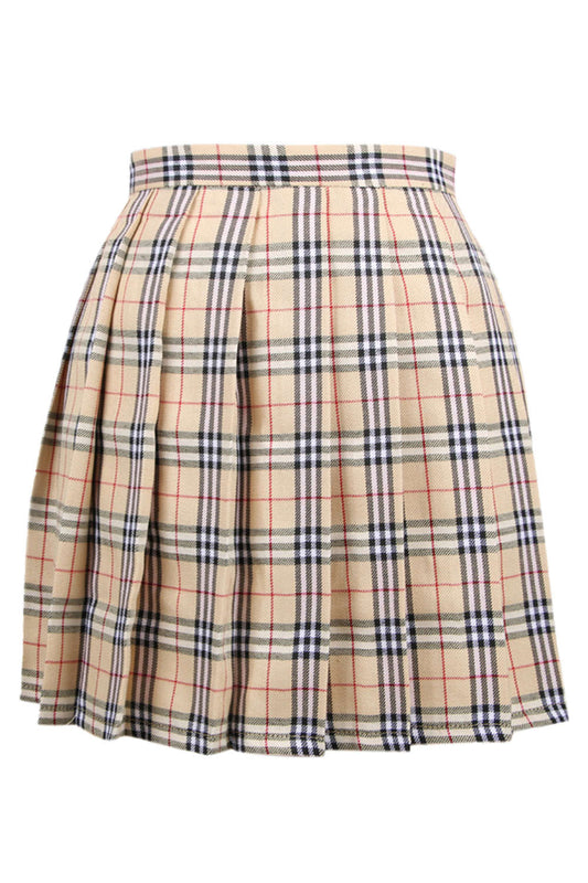 Iyasson Women Petite Pleated Check Mini Skirt