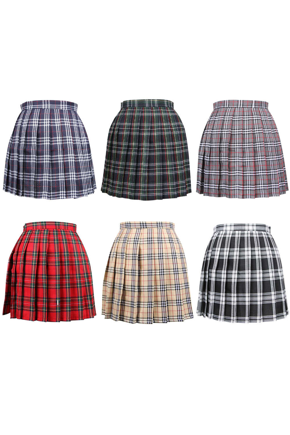 Iyasson Women Petite Pleated Check Mini Skirt