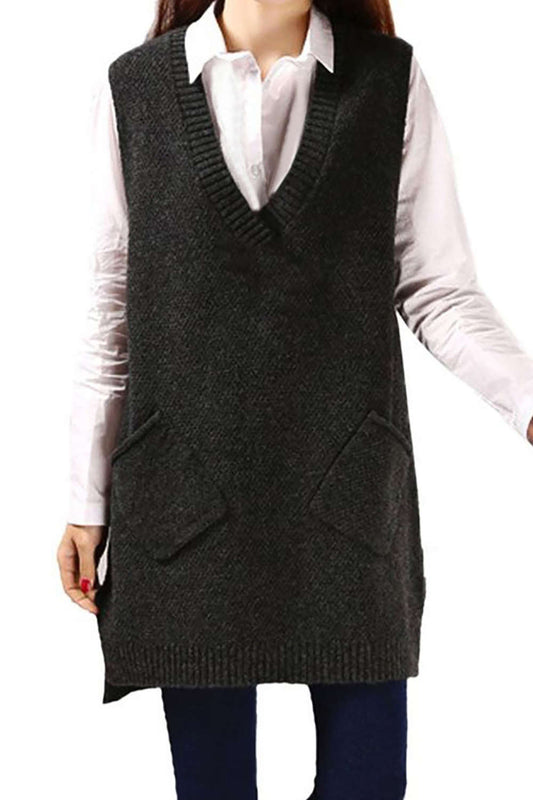 Iyasson Womens V-Neck Sleeveless Pullover Long Sweater Vest