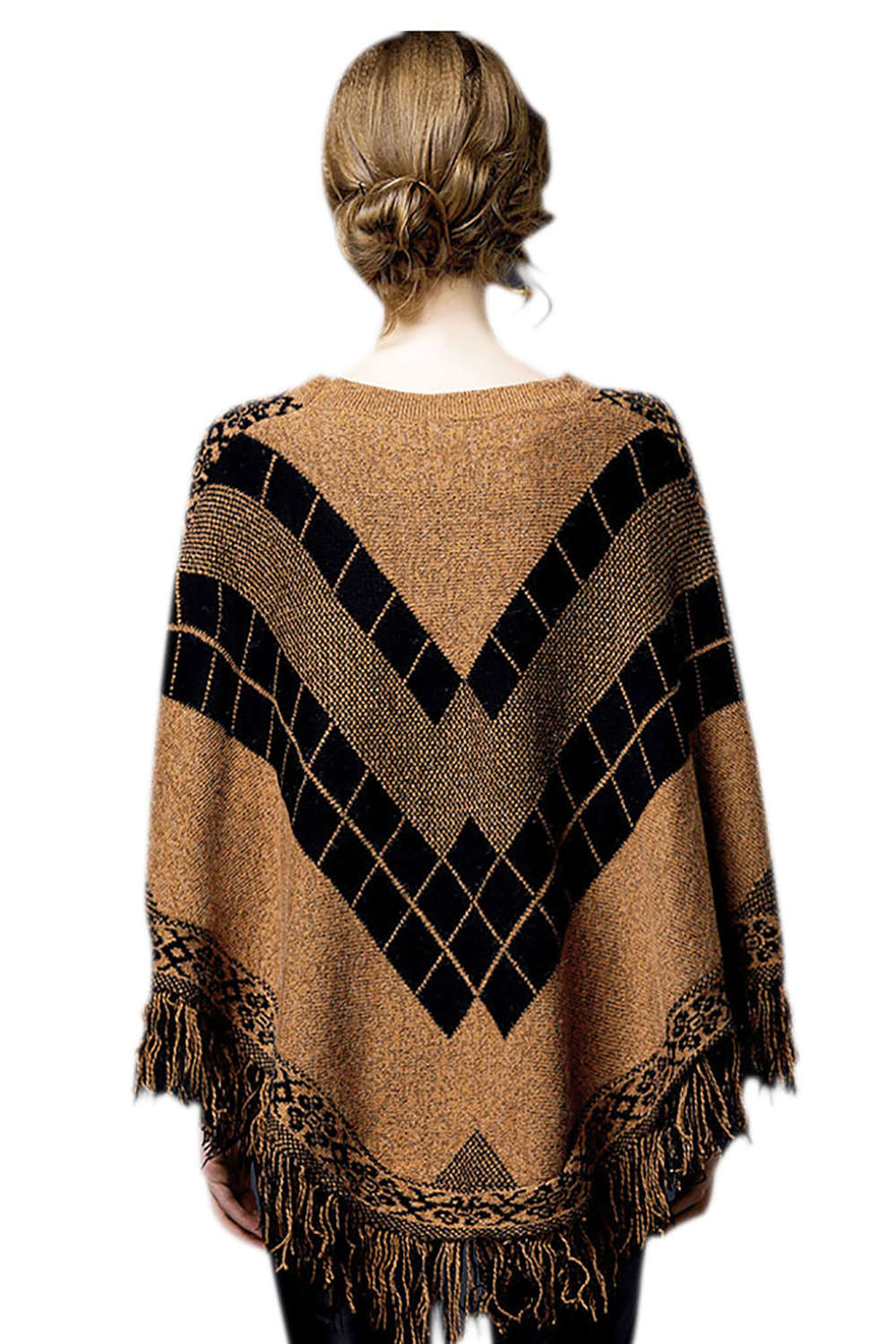 Iyasson Cute Tassel Poncho Batwing Cape Shawls Sweater 