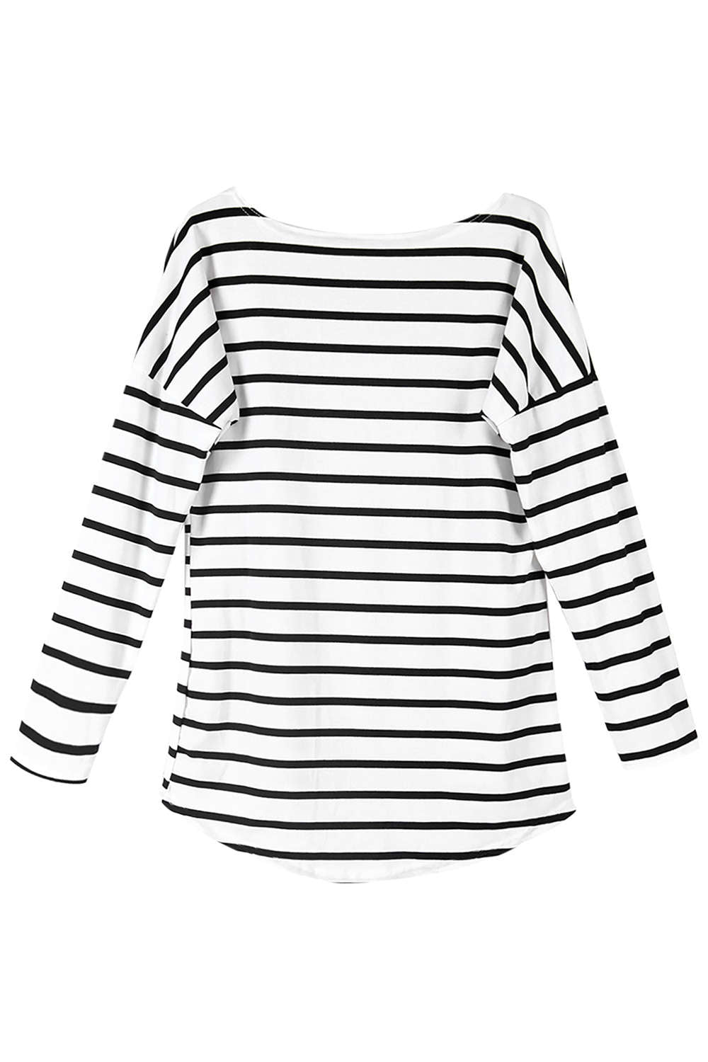 Iyasson Women's Scooped Neckline Striped Casual T-Shirt 