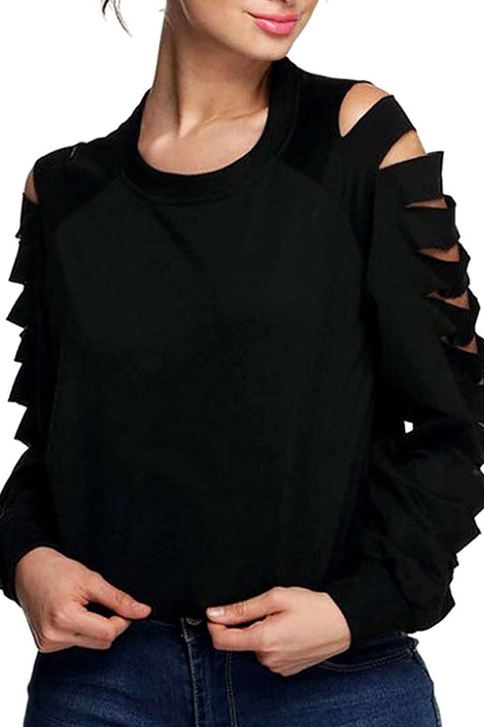 Iyasson Sexy Full Sleeve Cut Out Hole T-Shirt Night Street Clubwear