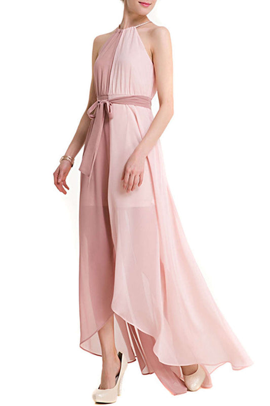 Iyasson Womens Casual Summer Beach Party Chiffon Maxi Dress