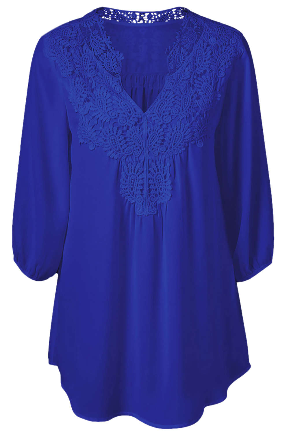 Iyasson Women's Stand Collar Lace Plus Size Tunic Blouse