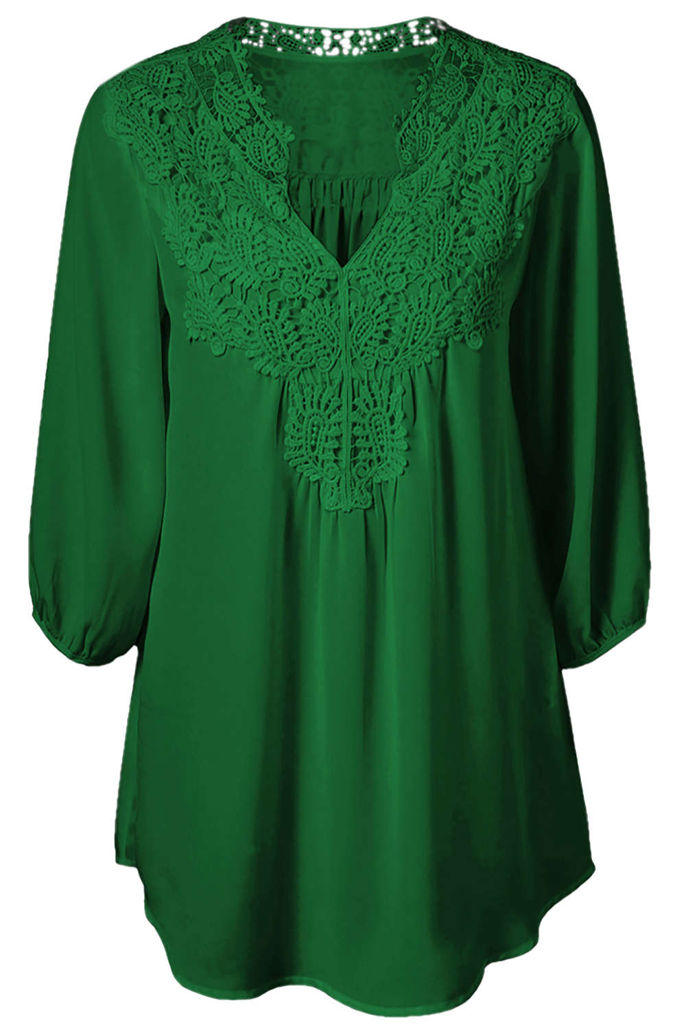 Iyasson Women's Stand Collar Lace Plus Size Tunic Blouse