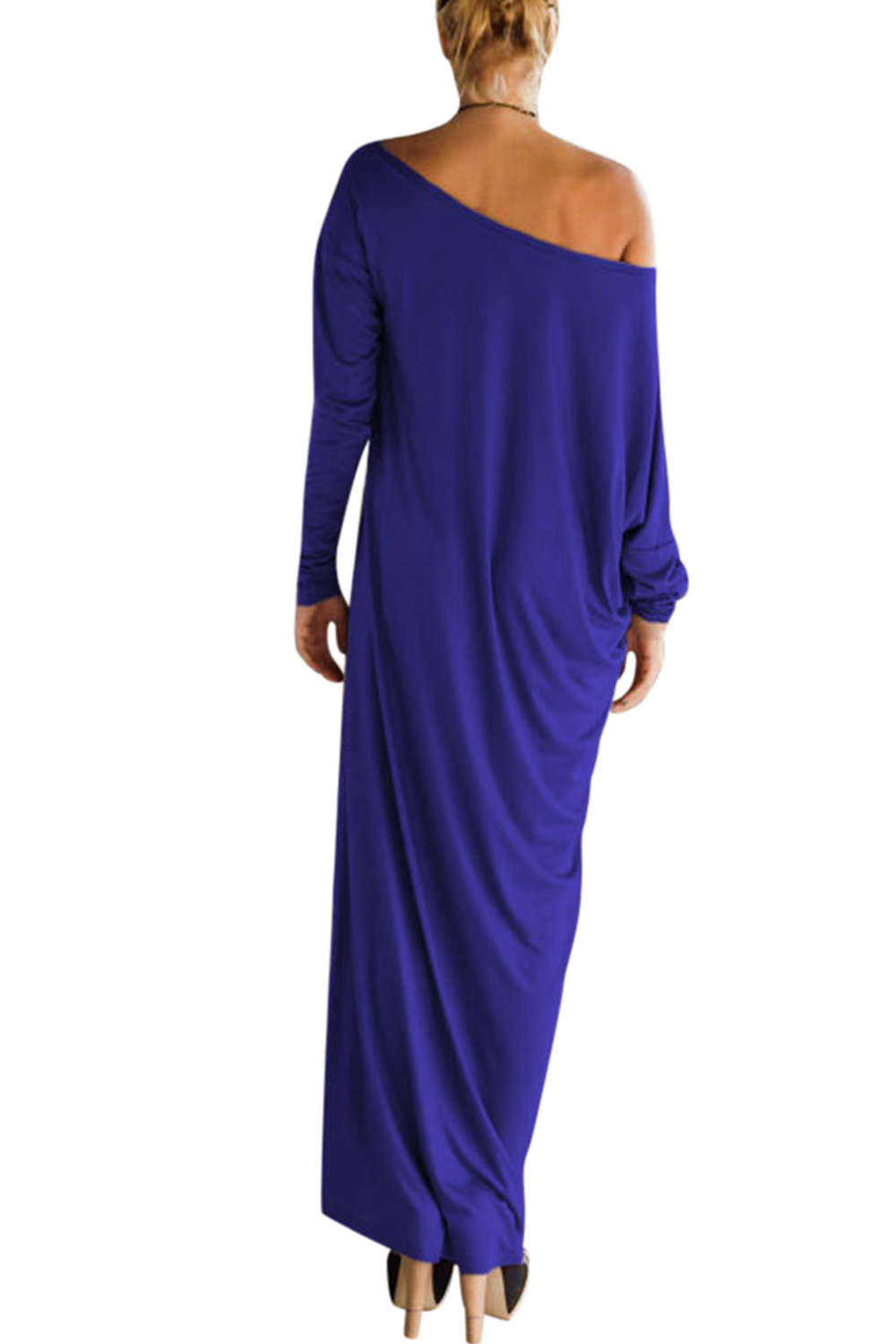 Iyasson Long Sleeve One Shoulder Maxi Dress