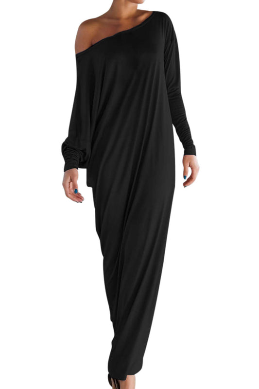 Iyasson Long Sleeve One Shoulder Maxi Dress