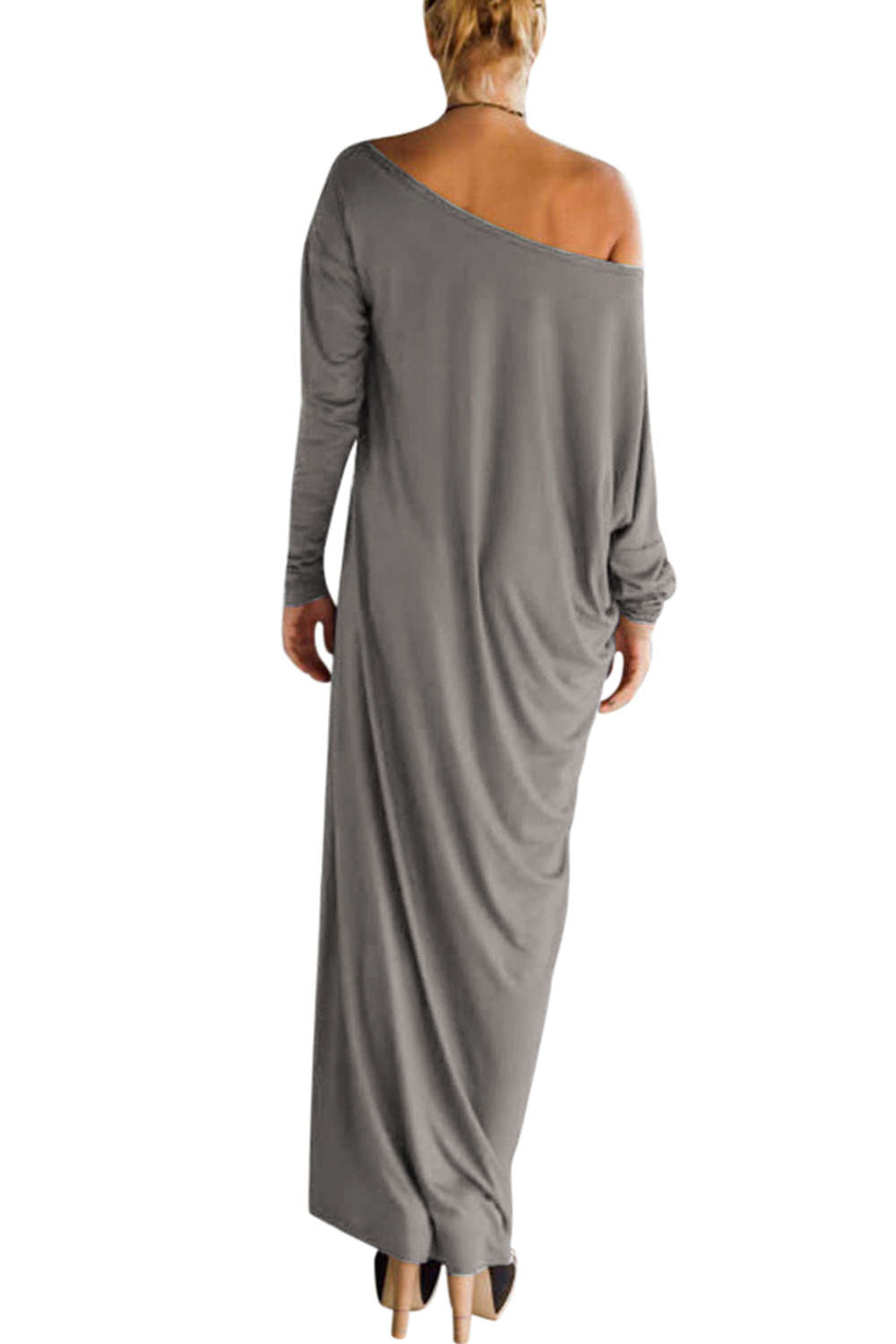 Iyasson Long Sleeve One Shoulder Maxi Dress
