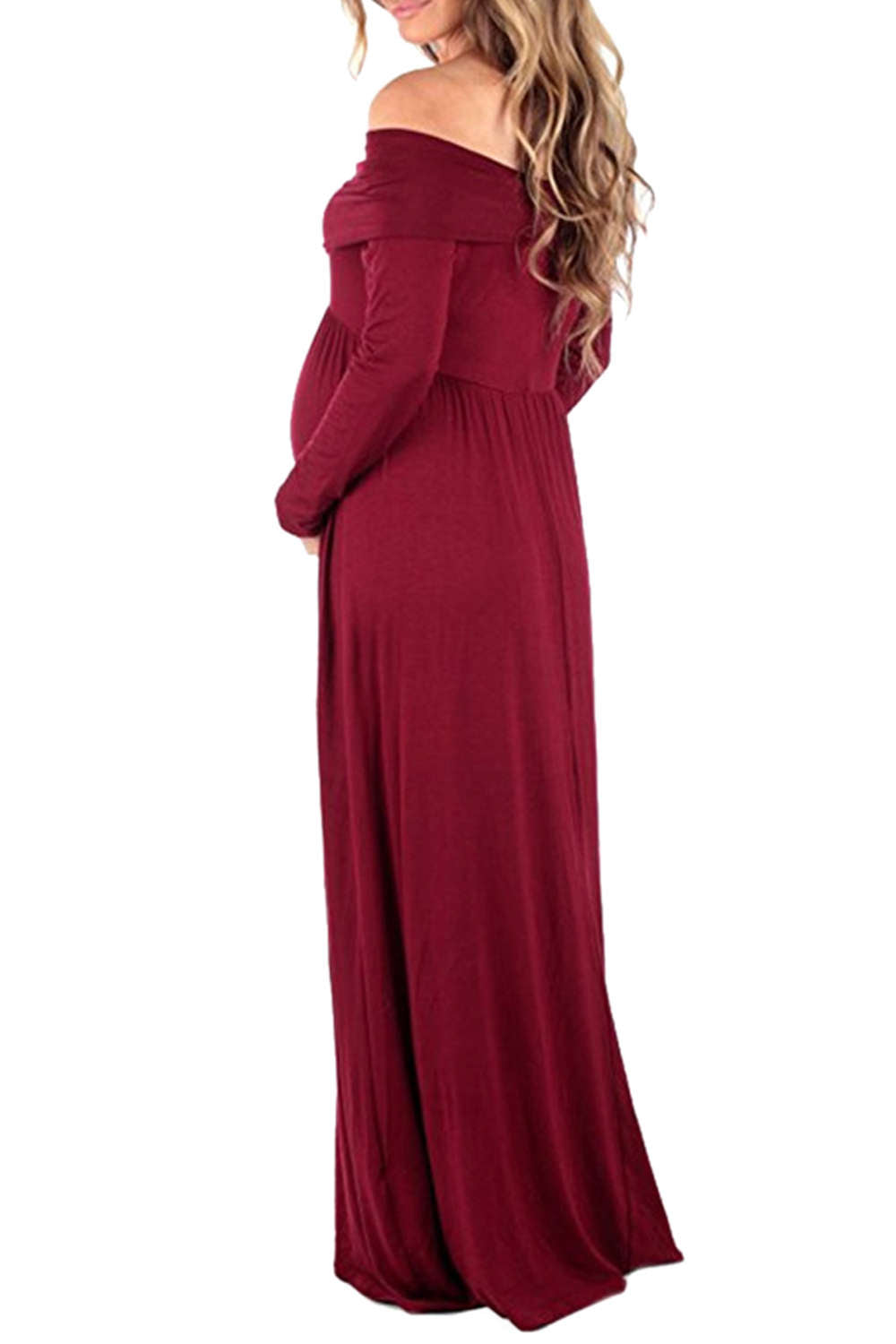 Iyasson Maternity Off Shoulder Maxi Dress
