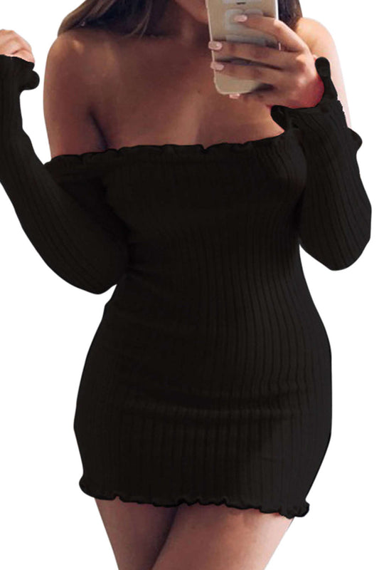 Iyasson Sexy Off Shoulder Bodycon Dress