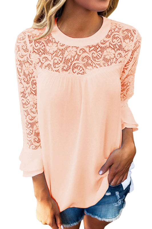 Iyasson Flutter Sleeve Lace T-shirt