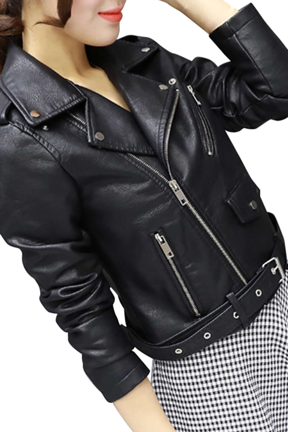 Iyasson Women's Faux Leather Biker Jacket