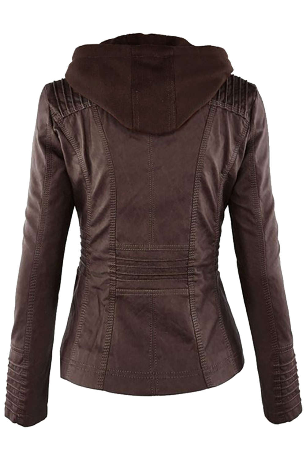 Iyasson Women's  Faux Leather Zip Up Hooded Jacket