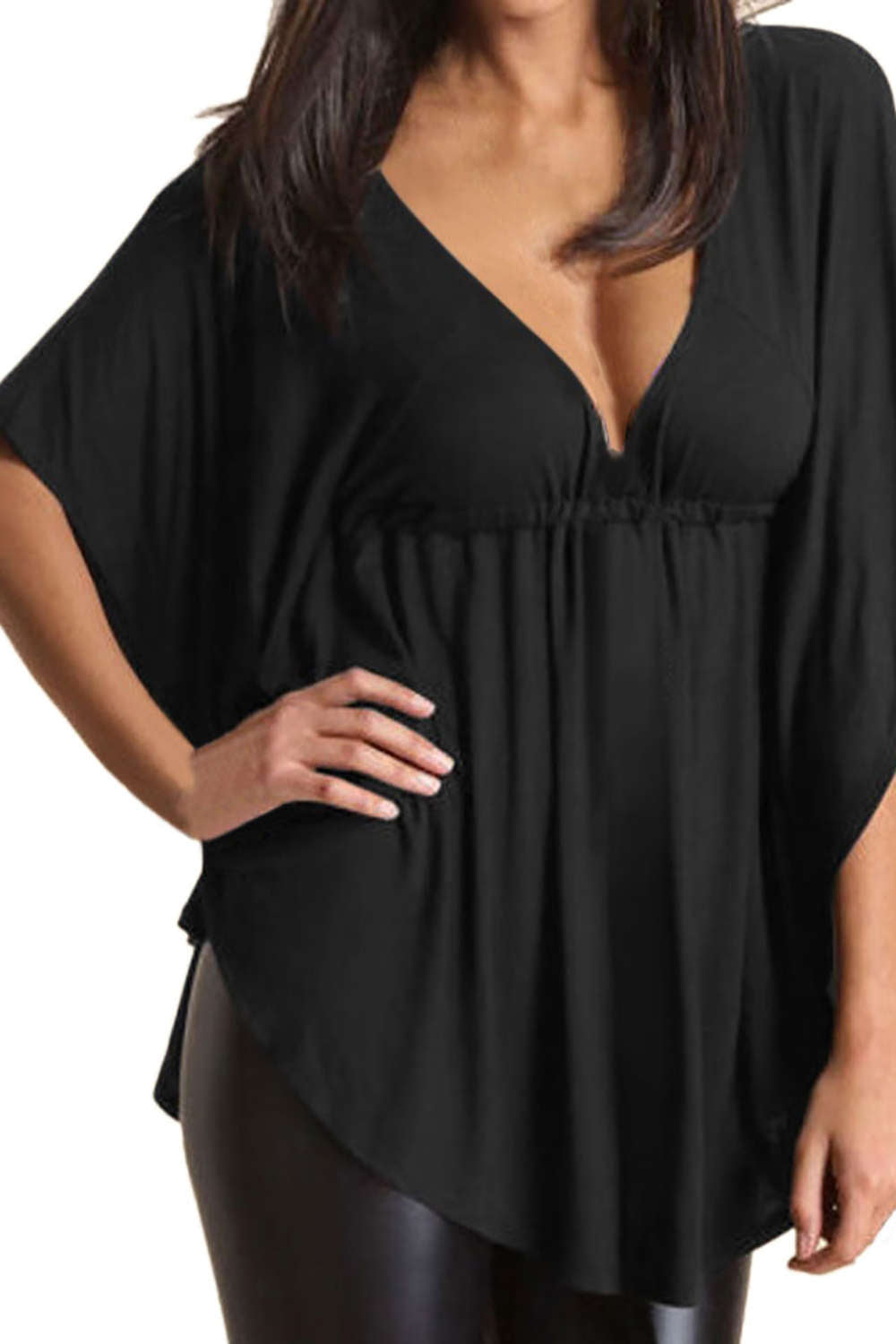 Iyasson Women's Plus Size Batwing Sleeve Tops