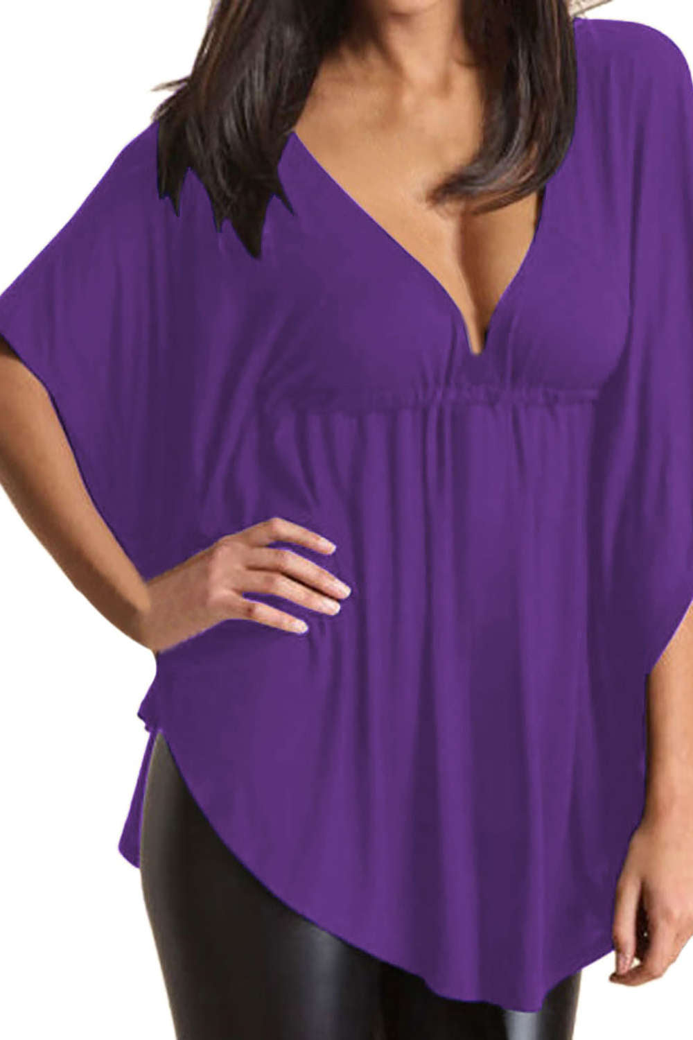 Iyasson Women's Plus Size Batwing Sleeve Tops