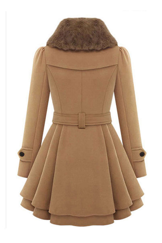 Iyasson Women's Double Breasted Blend Coat