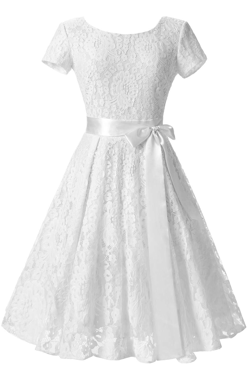 Iyasson Vintage Lace Short Sleeve Mini Dress