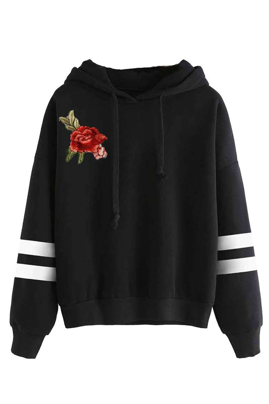 Iyasson Double Stripes Trims Hoodie Sweatshirt