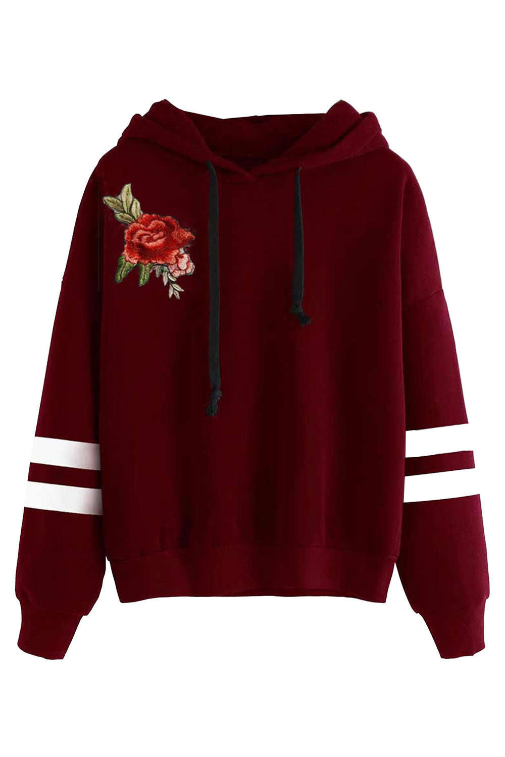 Iyasson Double Stripes Trims Hoodie Sweatshirt