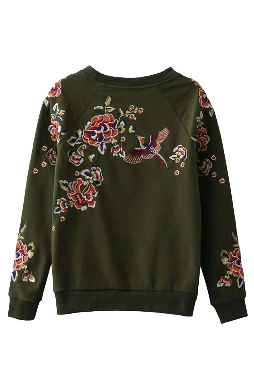 Iyasson Floral Embroidered Crew Neck Sweatshirt